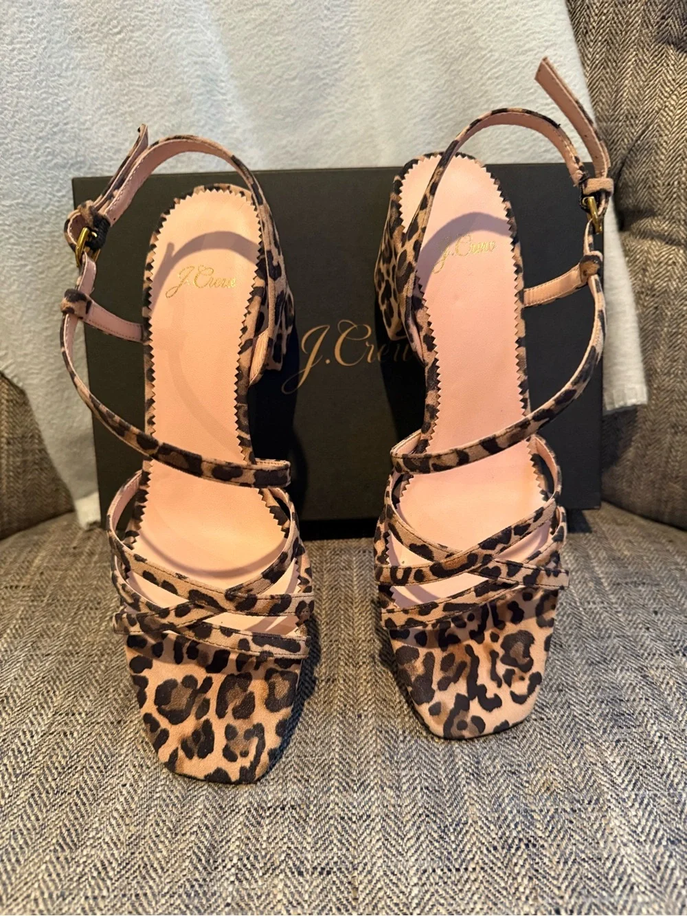 J. Crew Leopard Print Strappy Block Heel Sandals - size 7.5 - Picture 4 of 11